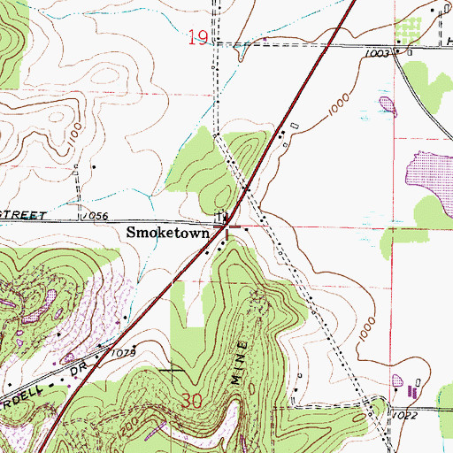 Topographic Map of Smoketown, OH