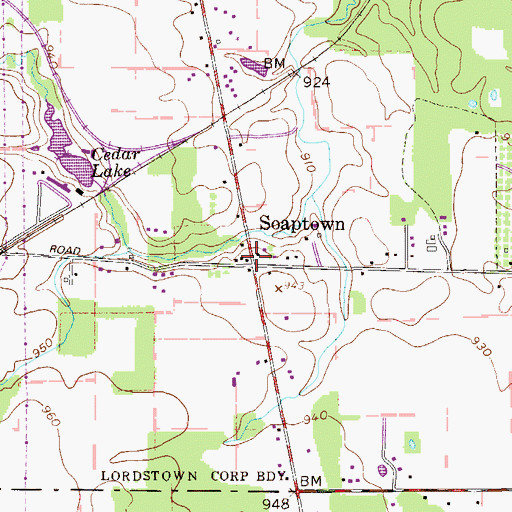 Topographic Map of Soaptown, OH