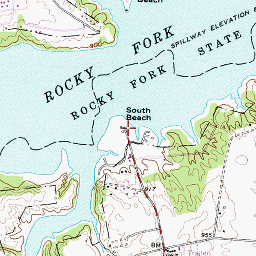 Topographic Map of South Beach, OH