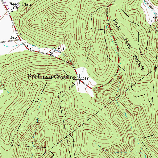 Topographic Map of Spellman Crossing, OH