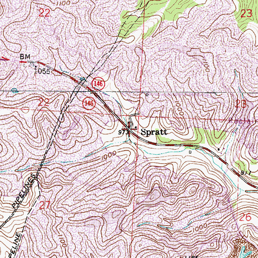 Topographic Map of Spratt, OH