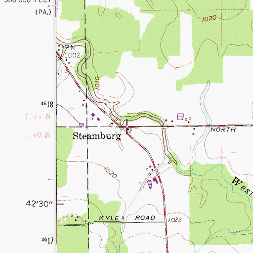 Topographic Map of Steamburg, OH