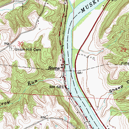 Topographic Map of Stone, OH