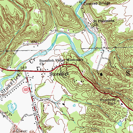 Topographic Map of Stonelick, OH