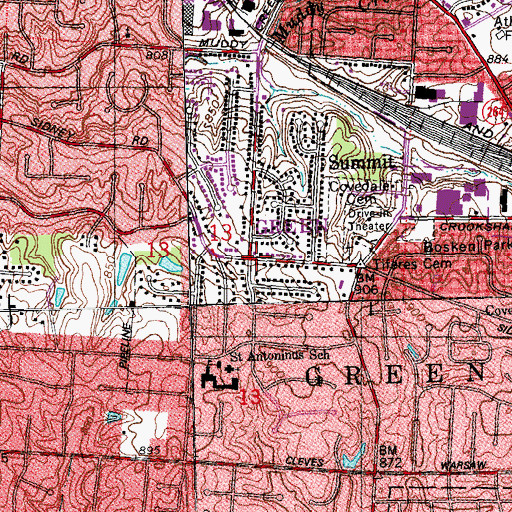 Topographic Map of Summit, OH