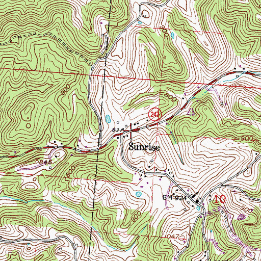 Topographic Map of Sunrise, OH