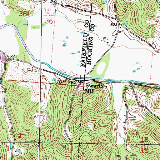 Topographic Map of Swartz Mill, OH