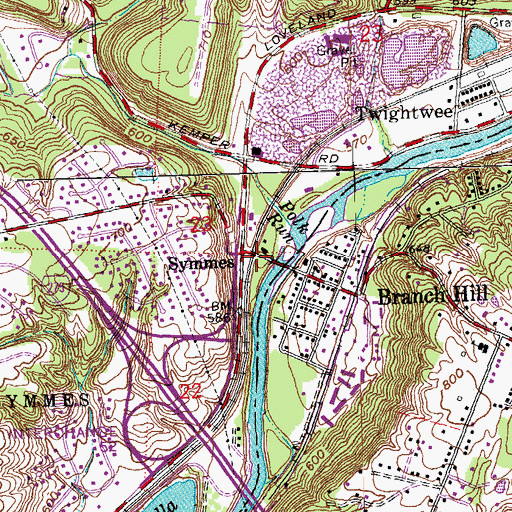 Topographic Map of Symmes, OH