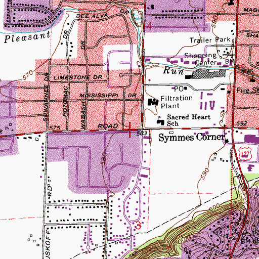 Topographic Map of Symmes Corner, OH