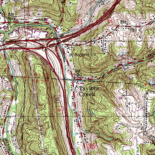 Topographic Map of Taylors Creek, OH