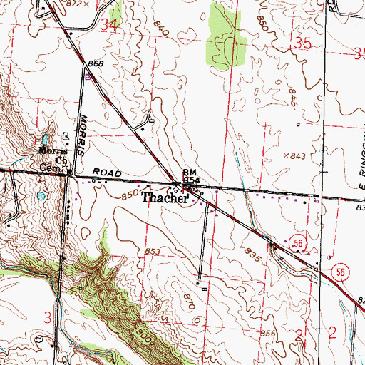 Topographic Map of Thacher, OH