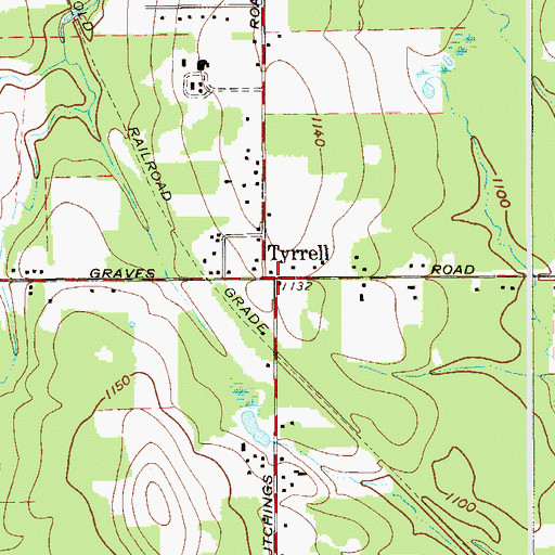 Topographic Map of Tyrrell, OH