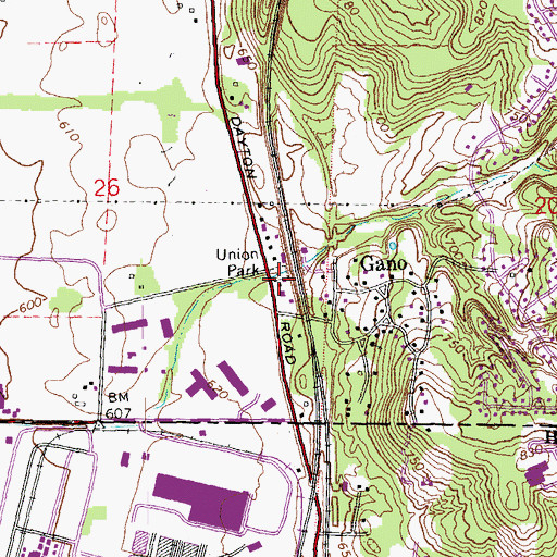 Topographic Map of Union Park, OH