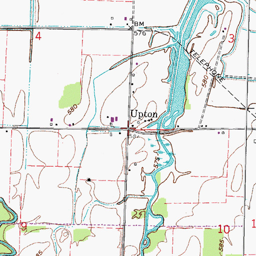 Topographic Map of Upton, OH