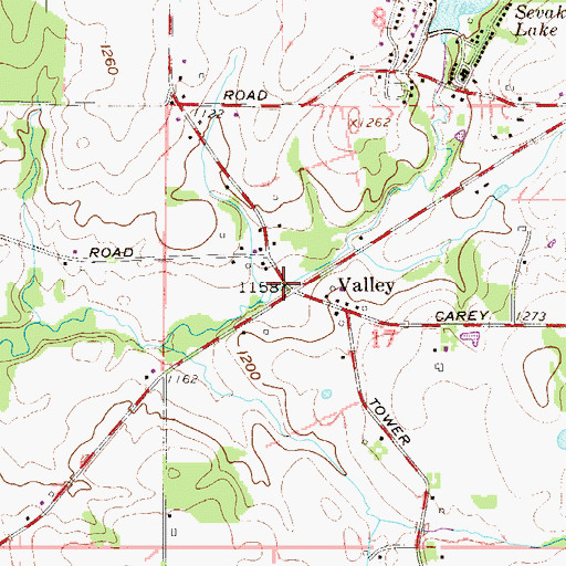 Topographic Map of Valley, OH