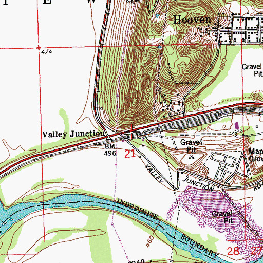 Topographic Map of Valley Junction, OH