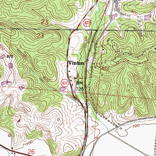 Topographic Map of Vinton, OH
