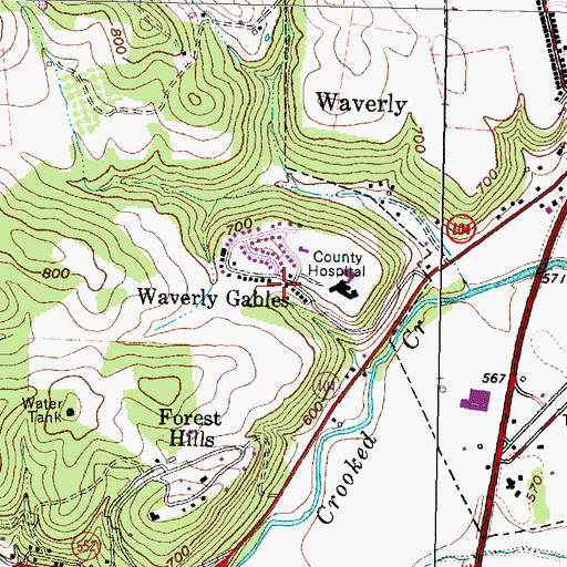 Topographic Map of Waverly Gables, OH