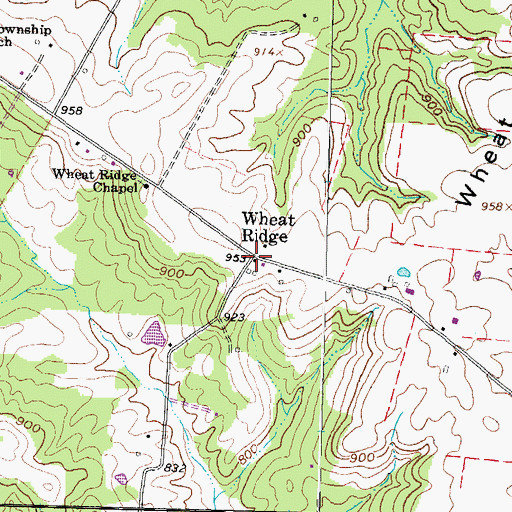 Topographic Map of Wheat Ridge, OH