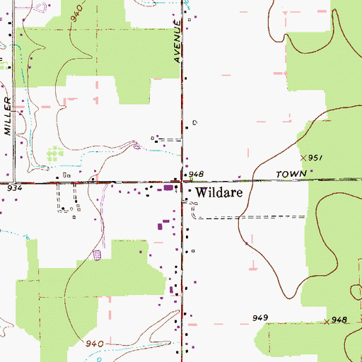 Topographic Map of Wildare, OH