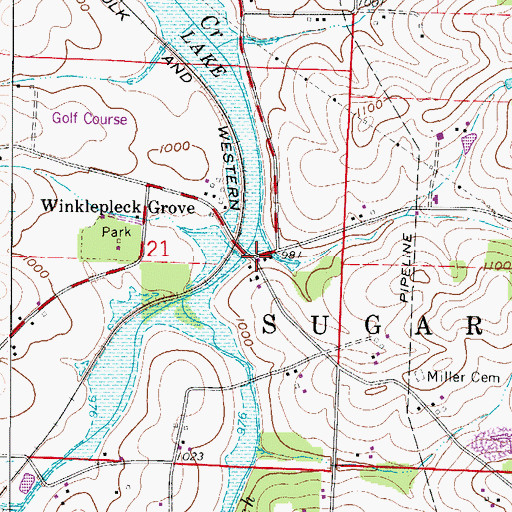 Topographic Map of Winklepleck Grove, OH