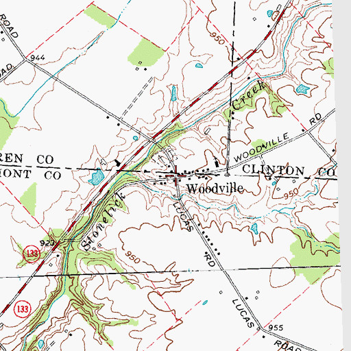 Topographic Map of Woodville, OH