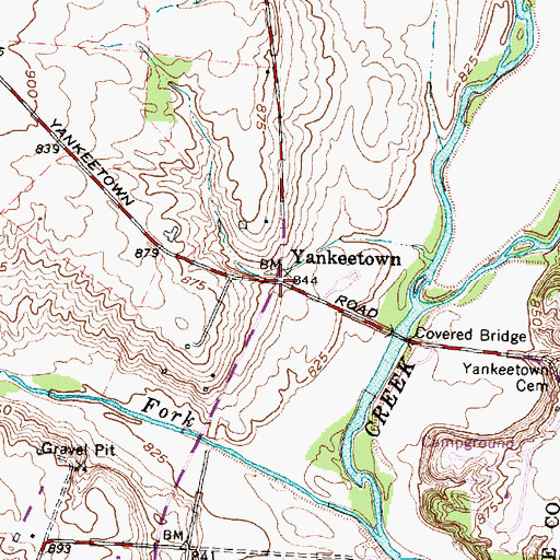 Topographic Map of Yankeetown, OH