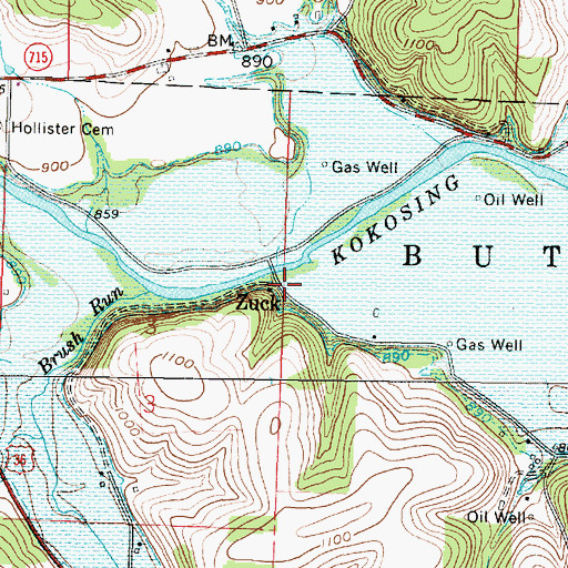 Topographic Map of Zuck, OH