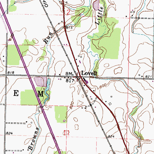 Topographic Map of Lovell, OH