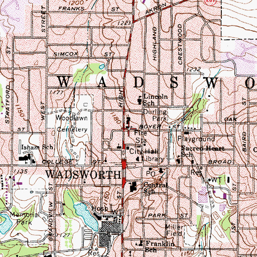 Topographic Map of First Christian Church, OH