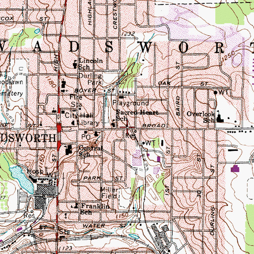 Topographic Map of Sacred Heart Catholic Church, OH