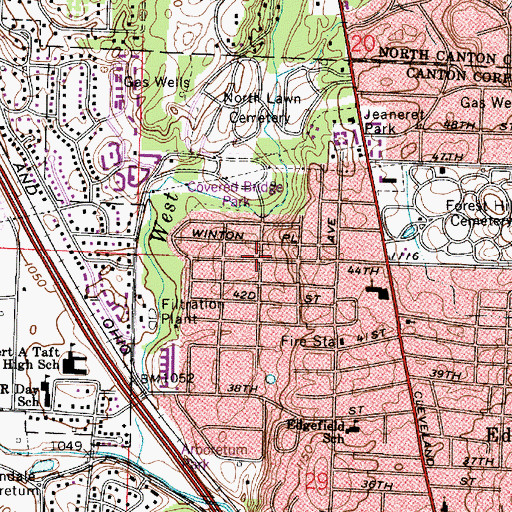 Topographic Map of Canton Gardens, OH