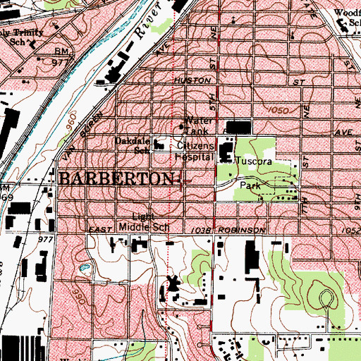 Topographic Map of Barberton Christian Church, OH