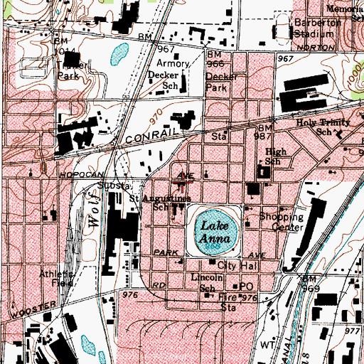 Topographic Map of Barberton First Baptist Church, OH