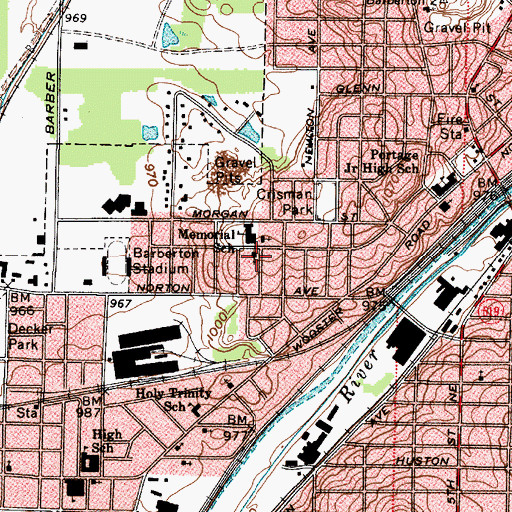 Topographic Map of Barberton First Church of Christ, OH