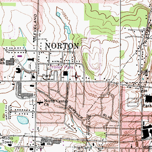 Topographic Map of Barberton First Church of the Nazarene, OH