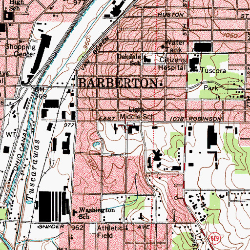 Topographic Map of Barberton Friends Church, OH