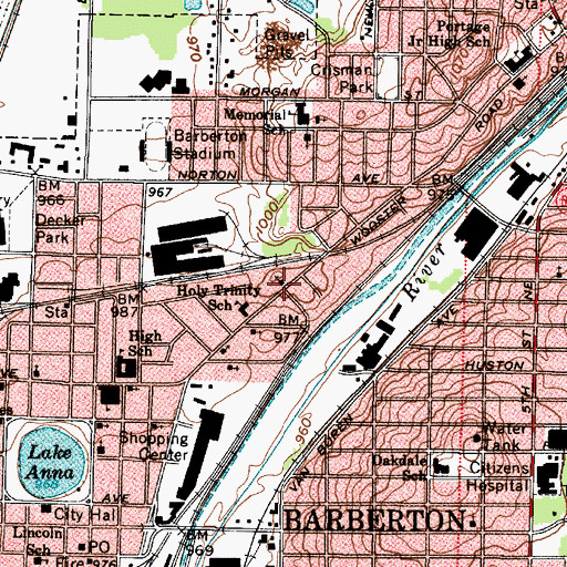 Topographic Map of Barberton Seventh Day Adventist Church, OH