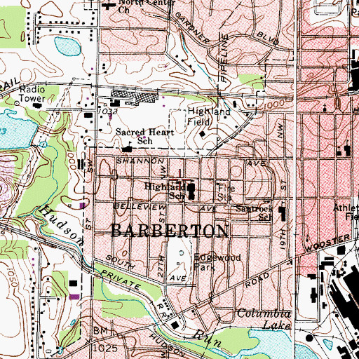 Topographic Map of Barberton Wesleyan Methodist Church, OH
