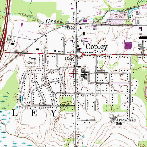 Topographic Map of Copley United Methodist Church, OH