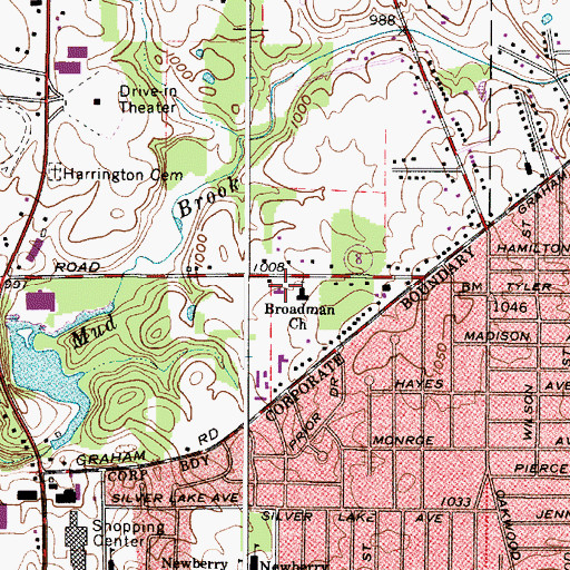 Topographic Map of Cuyahoga Falls Church of the Nazarene, OH