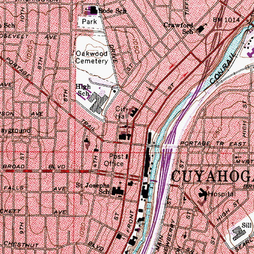 Topographic Map of First Christian Church, OH