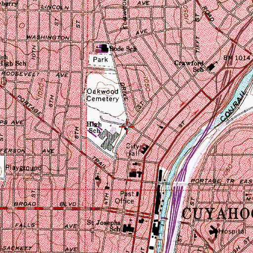 Topographic Map of First Church of Christ Scientist, OH