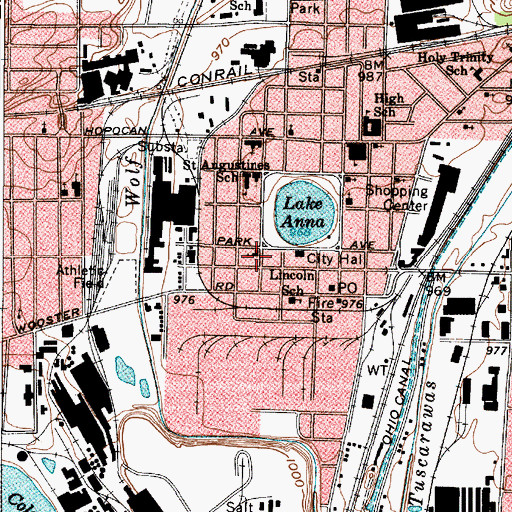 Topographic Map of First Presbyterian Church, OH