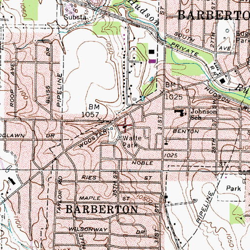 Topographic Map of Johnson United Methodist Church, OH
