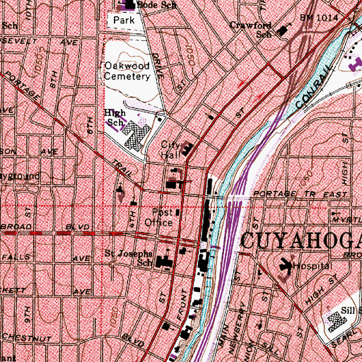Topographic Map of Saint Johns Episcopal Church, OH