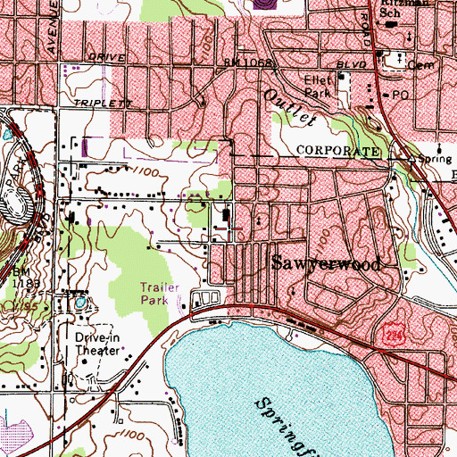 Topographic Map of Sawyerwood United Methodist Church, OH
