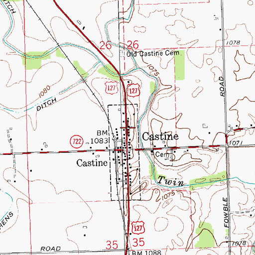 Topographic Map of Castine United Methodist Church, OH