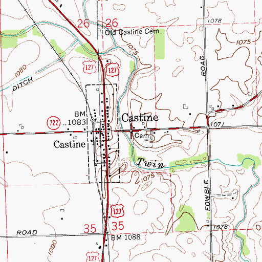 Topographic Map of Castine Church of the Brethren, OH