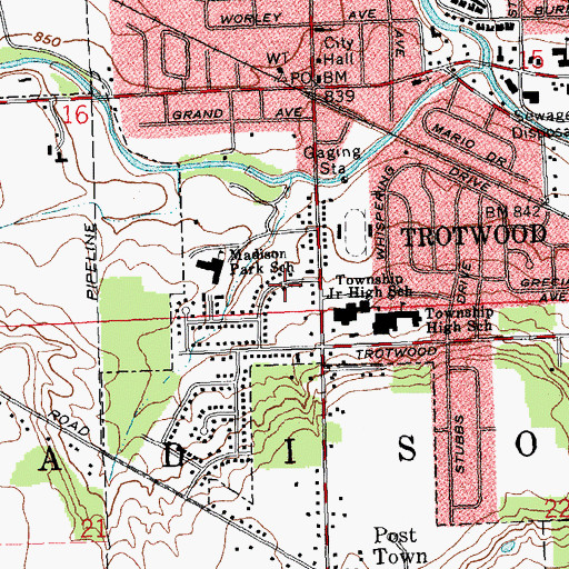 Topographic Map of Grace Brethren Church of Trotwood, OH